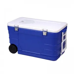 KYL52 52L Blue Color wheeled Outdoor Picnic Camping Ice chest Cooler Box