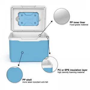 KOOLYOUNG  New Arrival 13L custom-made logo pp insulin small capacity portable commercial cooler box with hard handle for camping travel